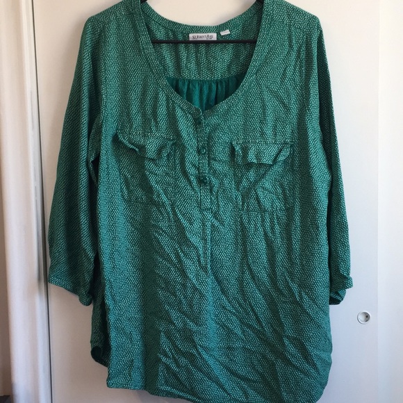 St. John's Bay Tops - Green Flowy Top